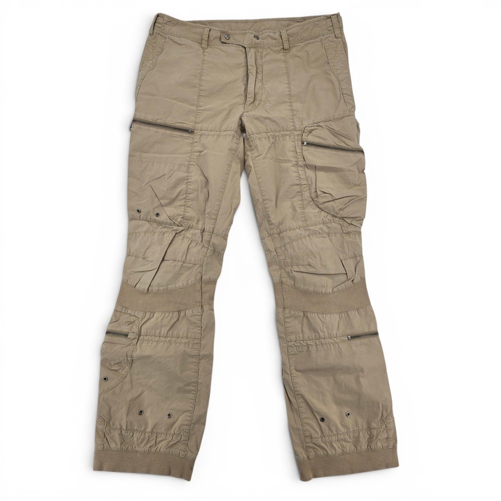 Vintage RLX Ralph Lauren Mens 34R Tech Cargo Pants Khaki Gorpcore Archive Zip